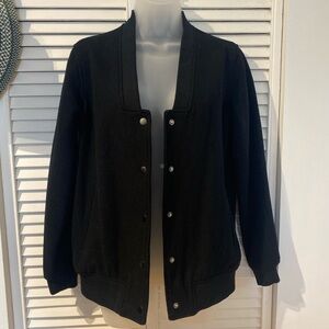Black V - Neck Bomber Jacket